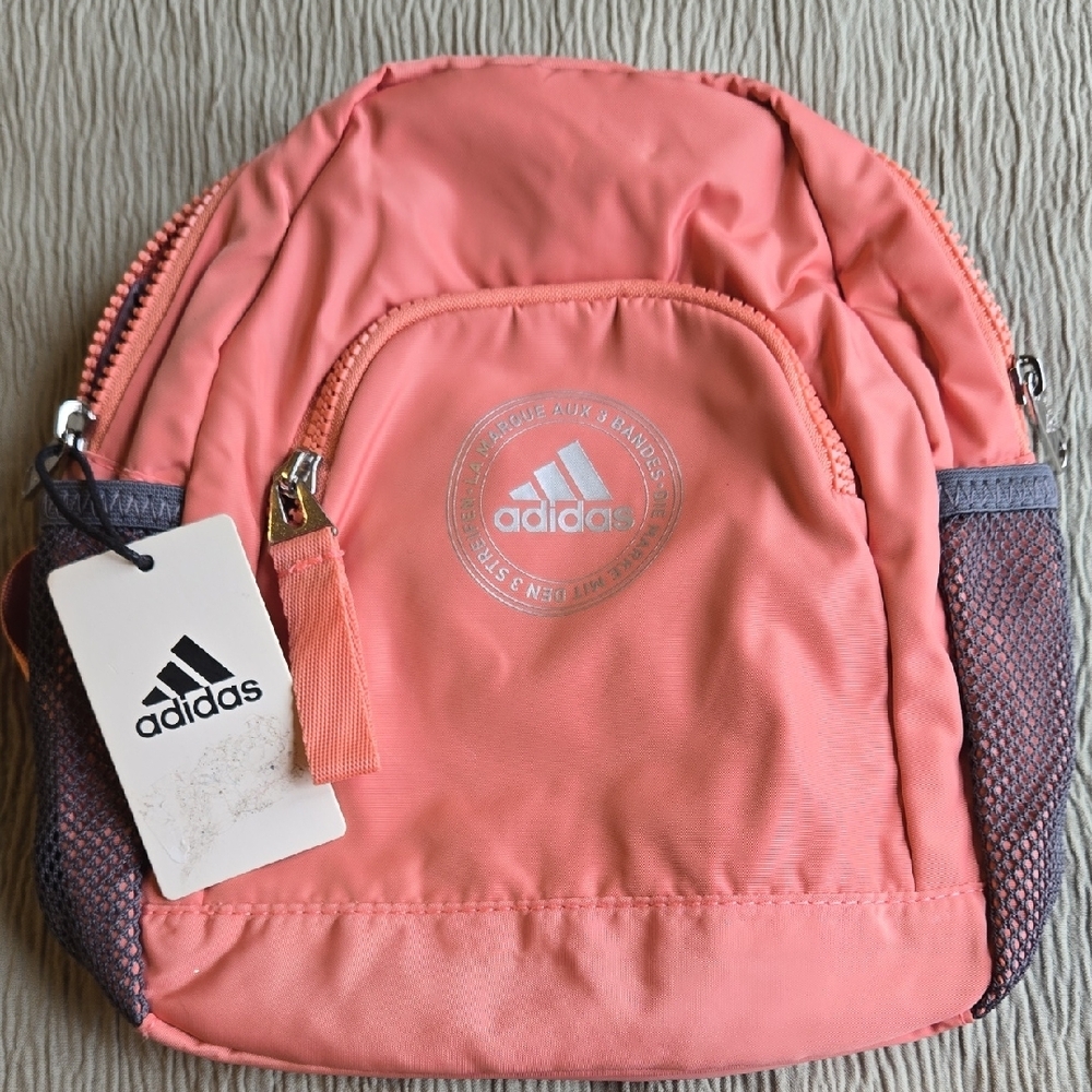 Adidas Coral and Gray Backpack with Athletic Style